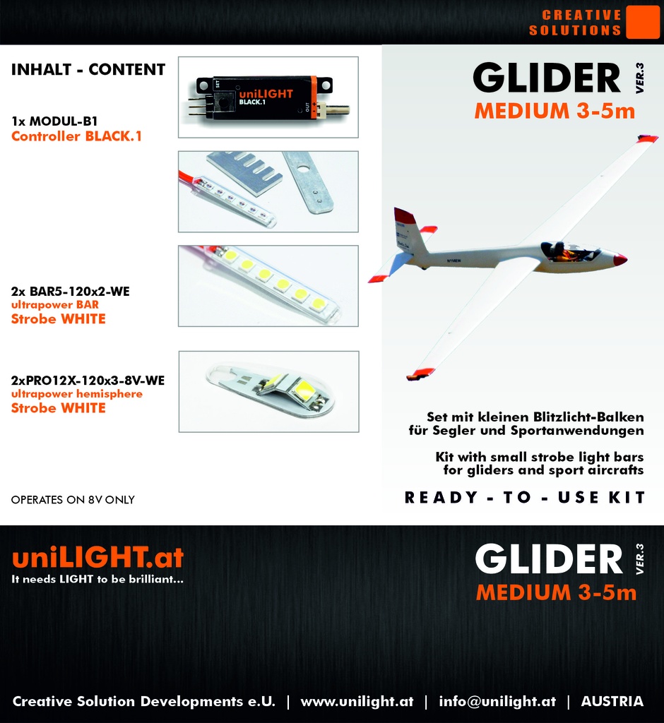 GLIDER-Medium Beleuchtungsset